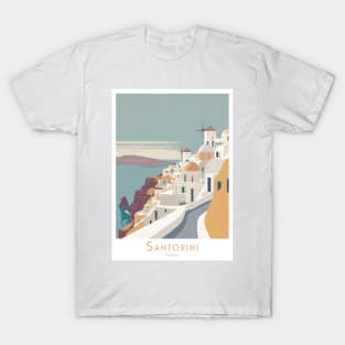 Vintage Retro Minimal Santorini Serenity T-Shirt